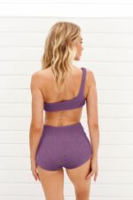 summer fashion style beachwear swimwear lila bikini brazilian bottom top bandeau aesthetic asymmetrical high waist bikini luxury sustainable production natural vegan beach holidays vacation mykonos ibiza cote d'azur italy dubai