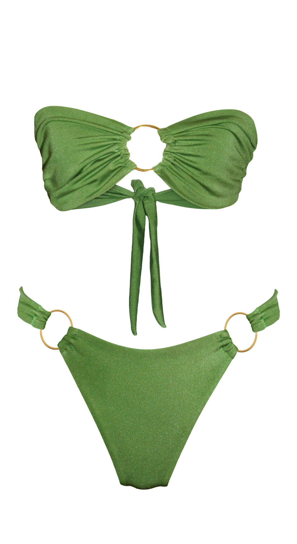 ghost botanica summer fashion style beachwear swimwear green tropical botanic shiny shimmery bikini brazilian cheecky bottom top bandeau long legs luxury sustainable production natural vegan beach holidays vacation mykonos ibiza cote d'azur italy dubai
