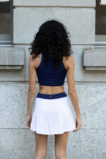 Unitard tennis skirt tennis set riviera style sportswear activewear yoga fashion fitness leggins pilates marine blue white sport top crop top