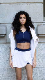 Unitard tennis skirt tennis set riviera style sportswear activewear yoga fashion fitness leggins pilates marine blue white sport top crop top